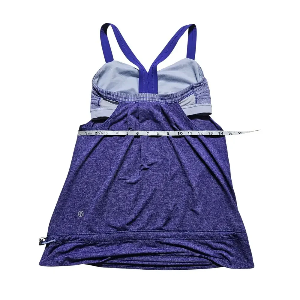 Lululemon Women's Rest Less Tank Top Heathered Bruised Berry Stripes Size 6 - Picture 7 of 8